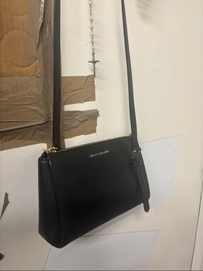Marc Jacobs Black Leather Crossbody with Gold Hardware